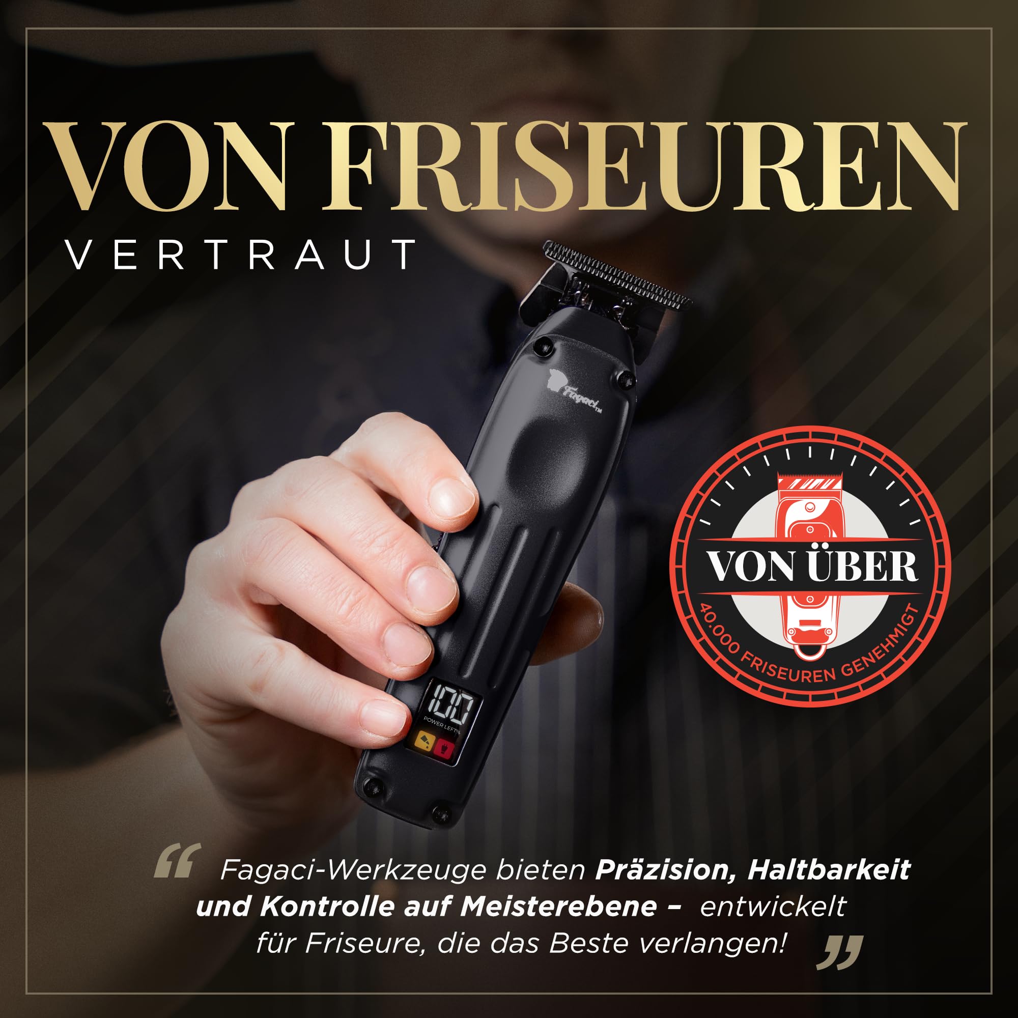 Fagaci Profi Zero Gap Haartrimmer Herren, 5-Fach längere Schärfe Konturen Haarschneidemaschine 0 mm, Haarschneider Herren Akku Mit Bürstenloser Motor, Detailer Haar Trimmer & Konturenschneider