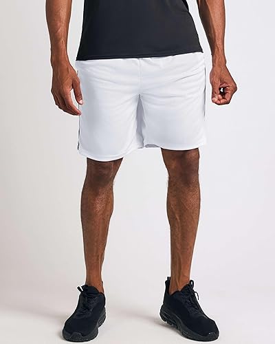 Miniatura 2 de Real Essentials - Paquete de 5 pantalones cortos deportivos de baloncesto de malla para hombre, de secado rápido, con bolsillos