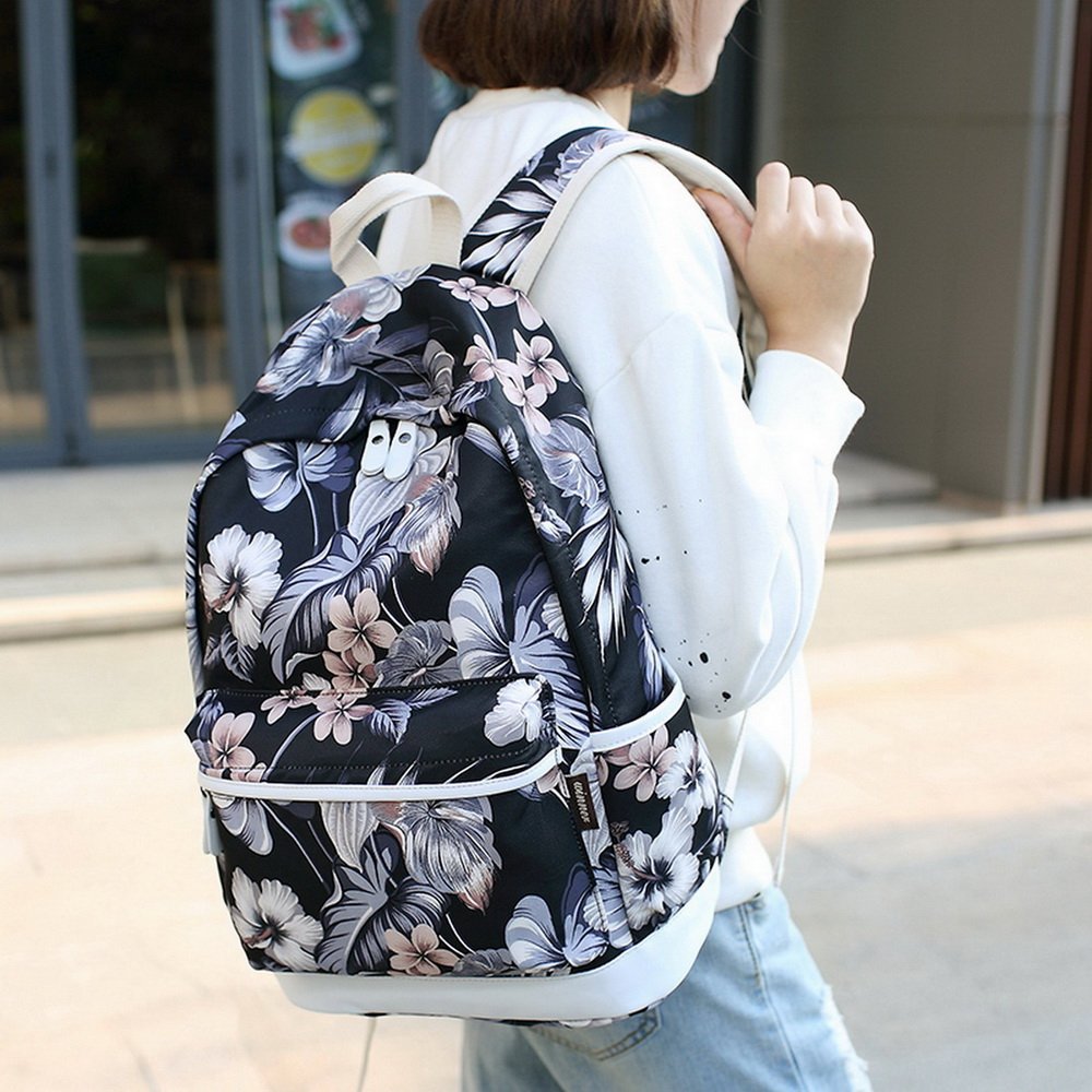 Acmebon Sac à dos décole fashion pour filles, Sac à dos Casual pour ordinateur portable - Ensemble de 3 pièces pour femmes Floral
