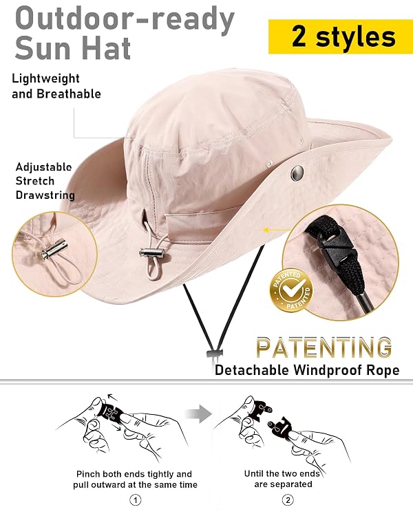 Wide Brim Waterproof Bucket Rain Hat for Women Men UPF50+ Cowboy Sun Hat by SHINCHIC - Used condition - Image 5