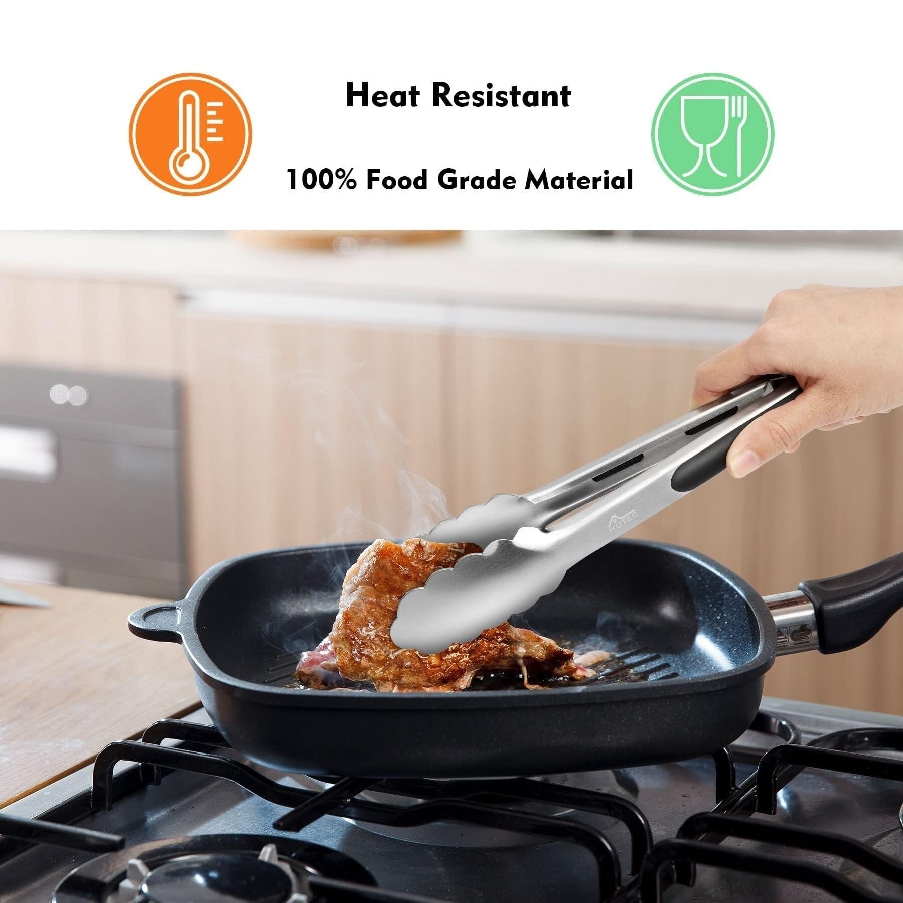 Pinze da cucina, Pinza for griglia in acciaio inossidabile con manico in silicone nero 17-30 cm(30CM)