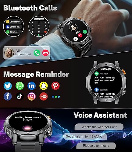 Miniatura 4 de LIGE Reloj inteligente para hombre (hacer llamadasresponder llamadas) con 1000 mAh, reloj inteligente con pantalla HD de 1.75 pulgadas con linterna,