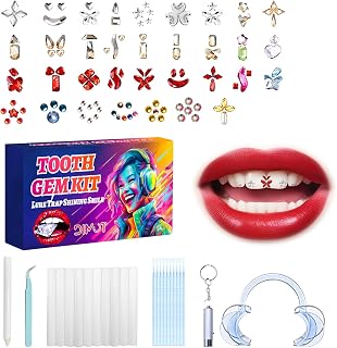 DIY Tooth Gems Kit, Humor Teeth Gem Kits Set with Shiny Crystals for Teeth, Fashionable DIY Tooth Gems Kit Decoration Starter for Man & Women