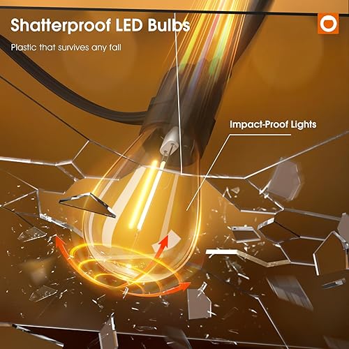 Miniatura 4 de addlon Cadena de luces LED para exteriores de 96 pies (2 pies de espacio) con 48 bombillas Edison inastillables, resistente y resistente a la