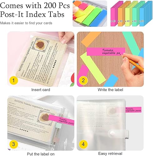 Miniatura 5 de BetterJonny Organizador de tarjetas de índice de 3 x 5, tarjetas de índice, soporte de plástico transparente, organizador de libros, soporte para