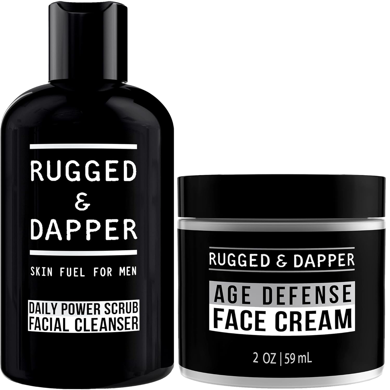 RUGGED & DAPPER Daily Power Scrub Facial Cleanser and Age Defense Face Cream Bundle