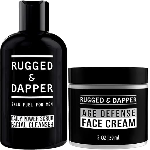 RUGGED & DAPPER Daily Power Scrub Facial Cleanser and Age Defense Face Cream Bundle