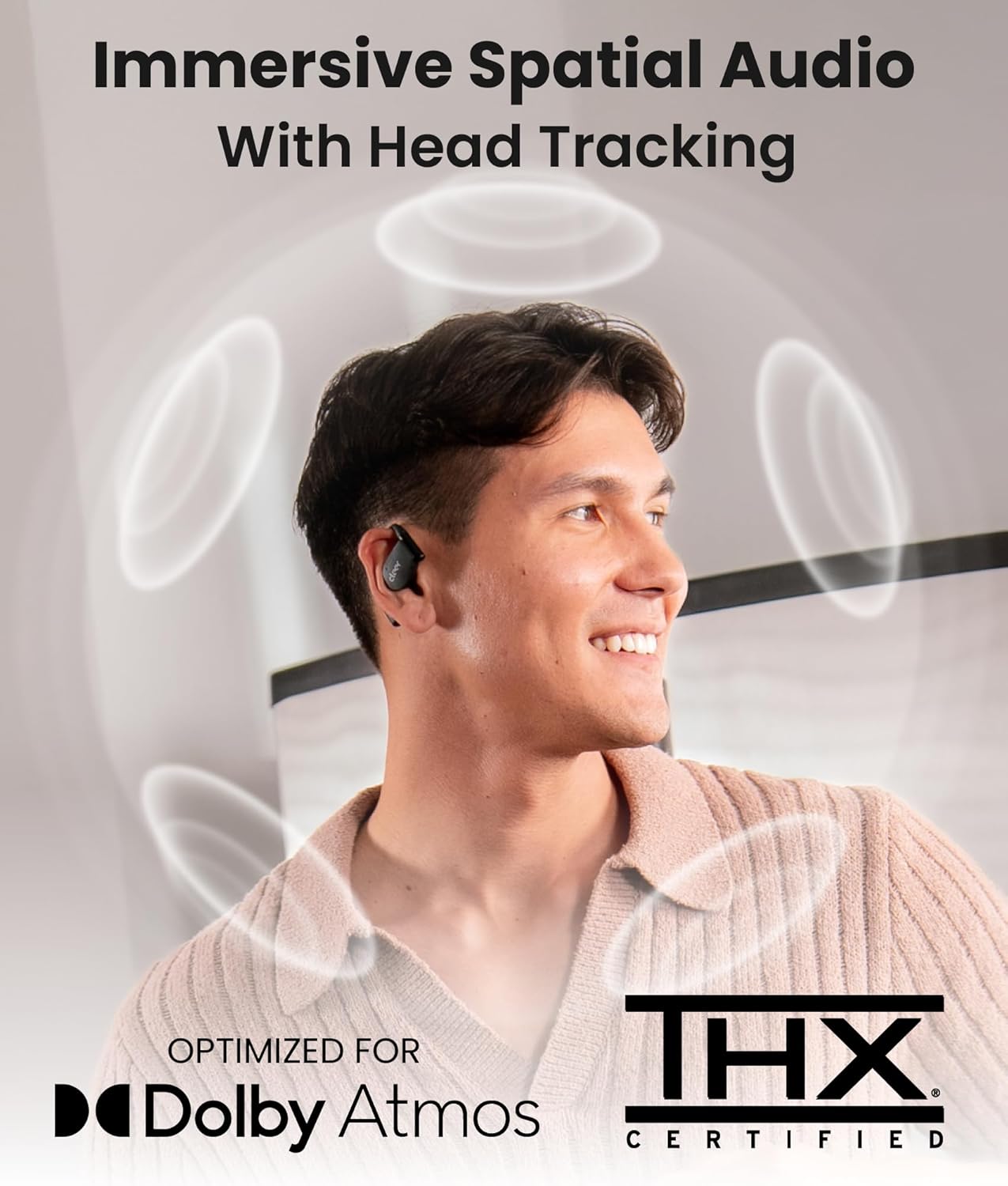 Cleer ARC 4 Plus Open Ear Earbuds,True Wireless Bluetooth Earphones with Dolby Audio and Head Tracking, Earhook Earbuds with 34H Playtime, IPX7 Waterproof Sports Headphones for Workout, EQ, Black - Image 2