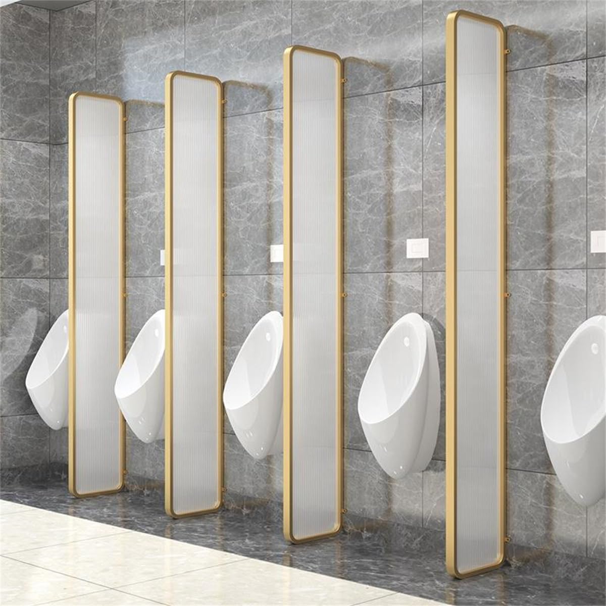 MESOVFCA Public Urinal Partition, Wall-Mounted Restroom Partitions,Urinal Partition Toilet Protection Divider for kindergartens/Shopping malls/Public Urinal Screen Toilet Partition(Gold,1pcs)