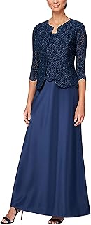 Women's Plus Size Long A-Line Mock Dress with Jacket - Buy now