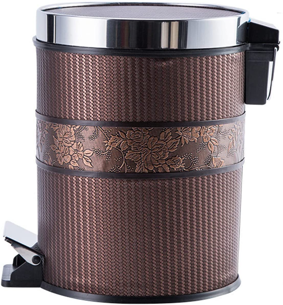 OSCCAR Trash Can Decorative Waste Basket Retro Waste Bins with Pedal and Lid Round Step Trash Can Large