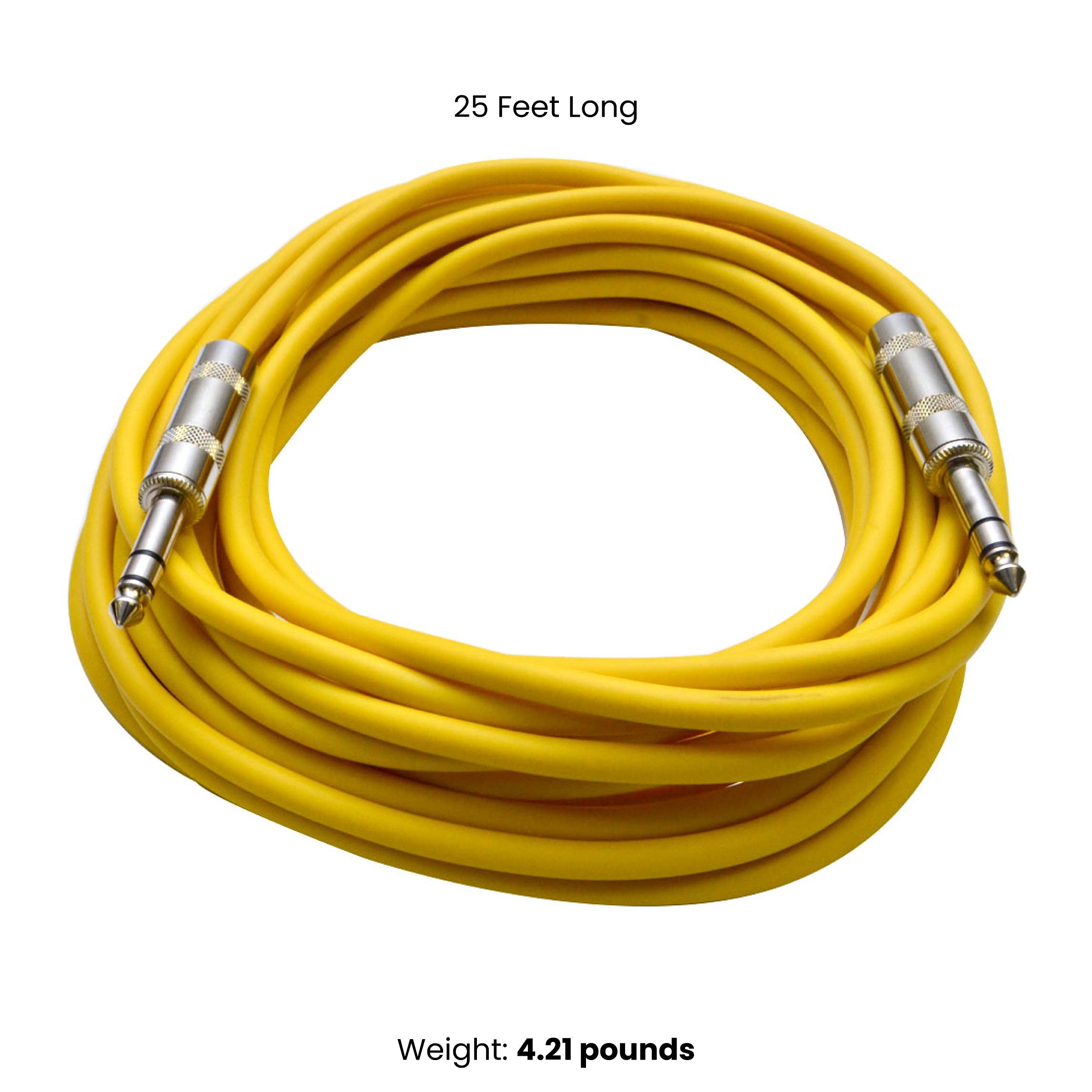 Seismic Audio Kable krosowe TRS z głośnikami od 1/4 cala, kable krosowe 25 stóp, 6 sztuk, wielokolorowe