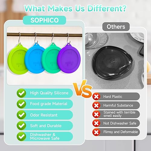 Miniatura 3 de Sophico Tapa redonda de almacenamiento de silicona para 2 tazas de repuesto para Pyrex 7200-PC y cuencos de vidrio Anchor Hocking (recipiente no