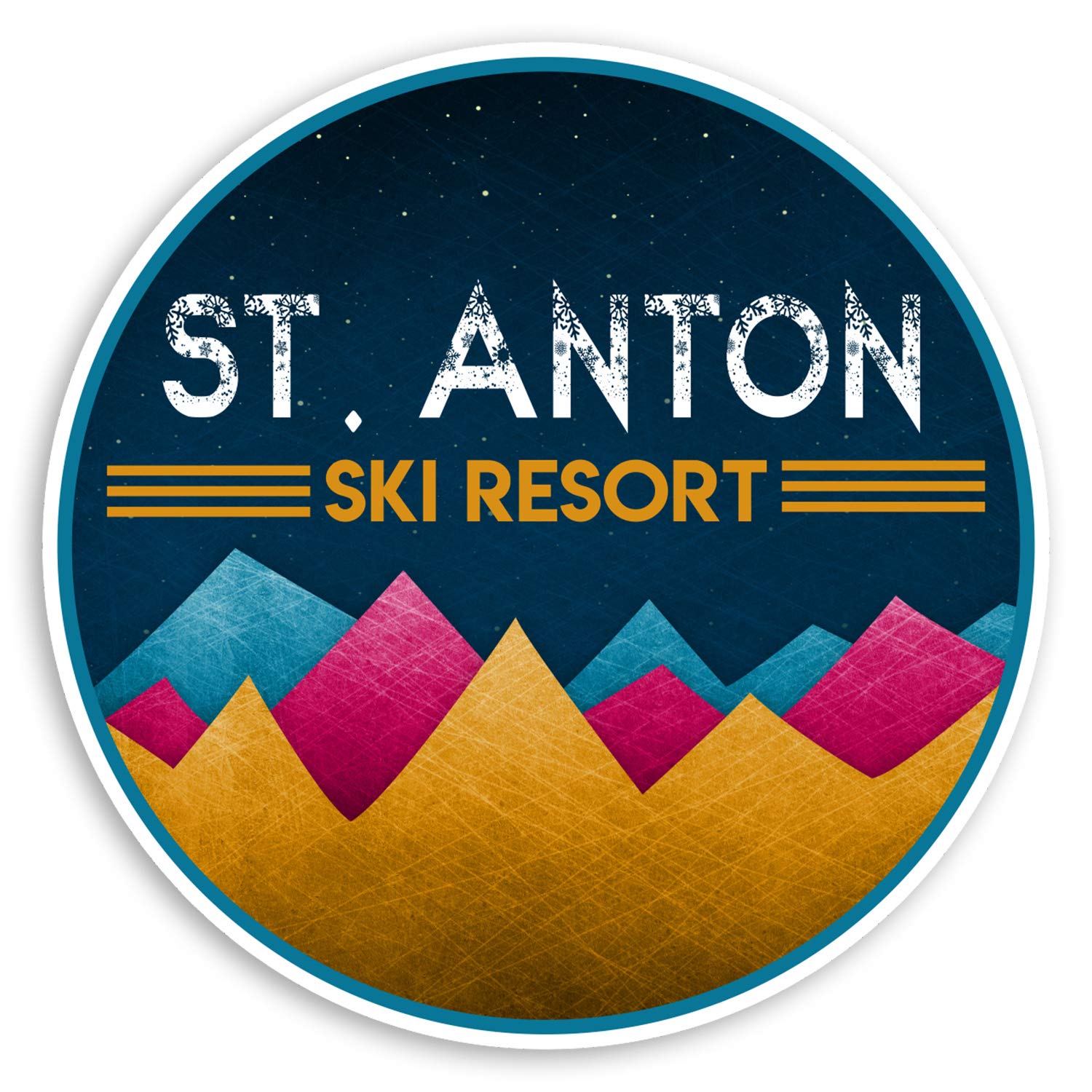 Destination Vinyl Ltd Multi 2 X 10Cm St. Anton Austria Vinyl Stickers - Ski Resort Luggage Sticker #34802 (10Cm Wide)