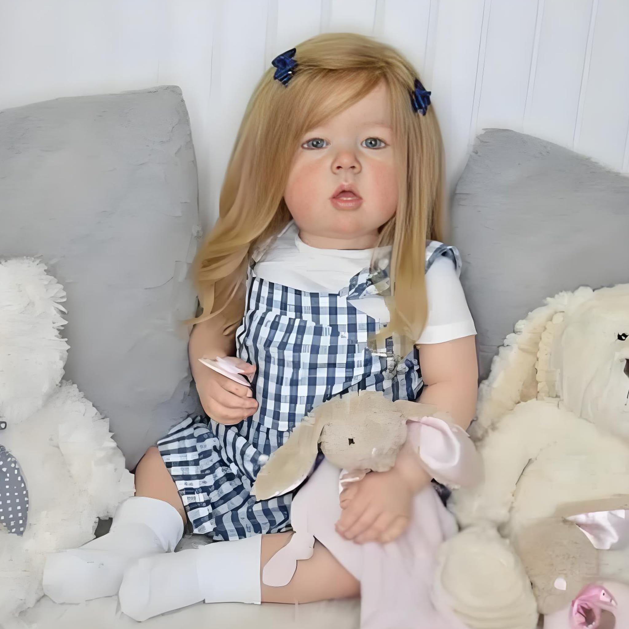 RXDOLL 71 cm Reborn lalki dla maluchów, miękkie, winylowe kończyny, tkanina, ciało, realistyczne lalki dla dziewczynek z ukorzenionymi włosami, realistyczna lalka noworodka, prawdziwy rozmiar, Reborn