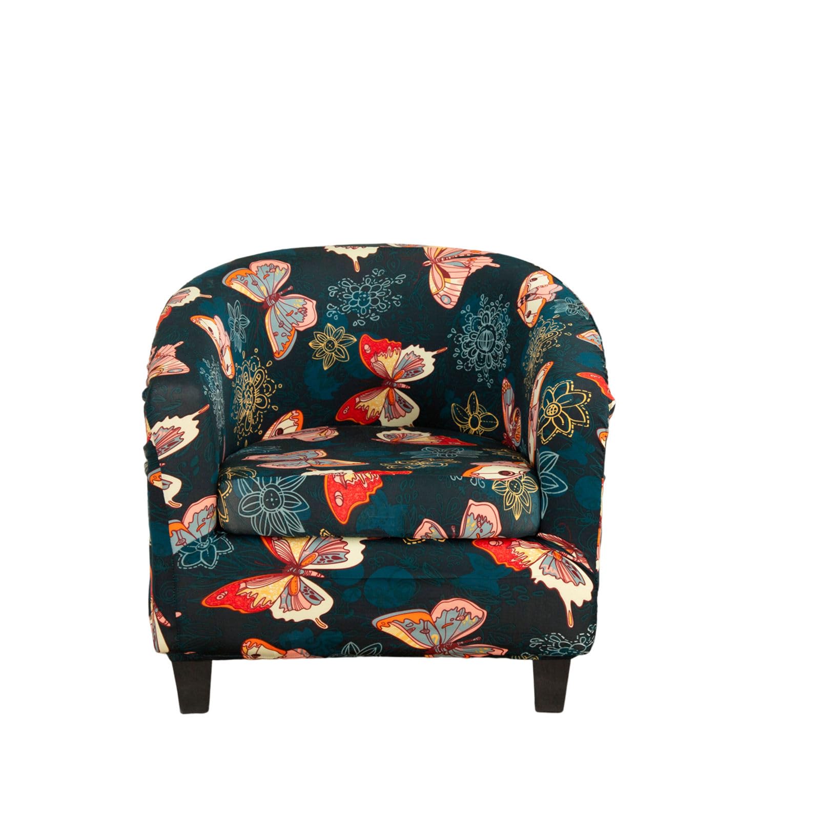 Hearda Tub Chair Cover 2-Piece Stretch Slipcover with Cushion - Soft, Breathable, Elastic Armchair Club Cover, Washable (Butterfly)