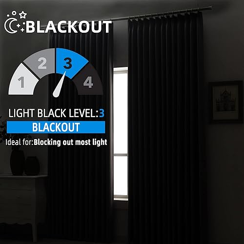 Miniatura 6 de Cortinas plisadas opacas de 108 pulgadas de largo, cortina plisada con ganchos para dormitorio, sala de estar (gris, 54 pulgadas de ancho x 108