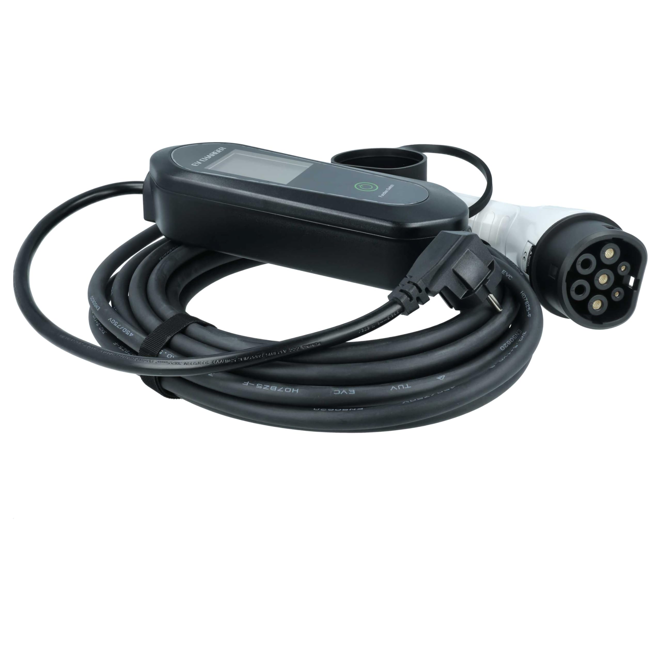 vhbw Kabel do ładowania typu 2 do typu F Kompatybilny z Fiat 600, E-Doblo Samochód elektryczny - Kabel połączeniowy, 1 faza, 16 A, 3,5 kW, 10 m