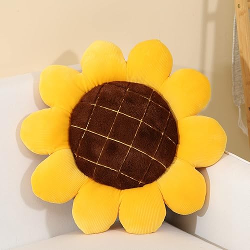 Sioloc Almohada de girasol, almohada en forma de flor, cojín de asiento, bonita decoración de habitación y almohada de felpa para dormitorio, sofá y