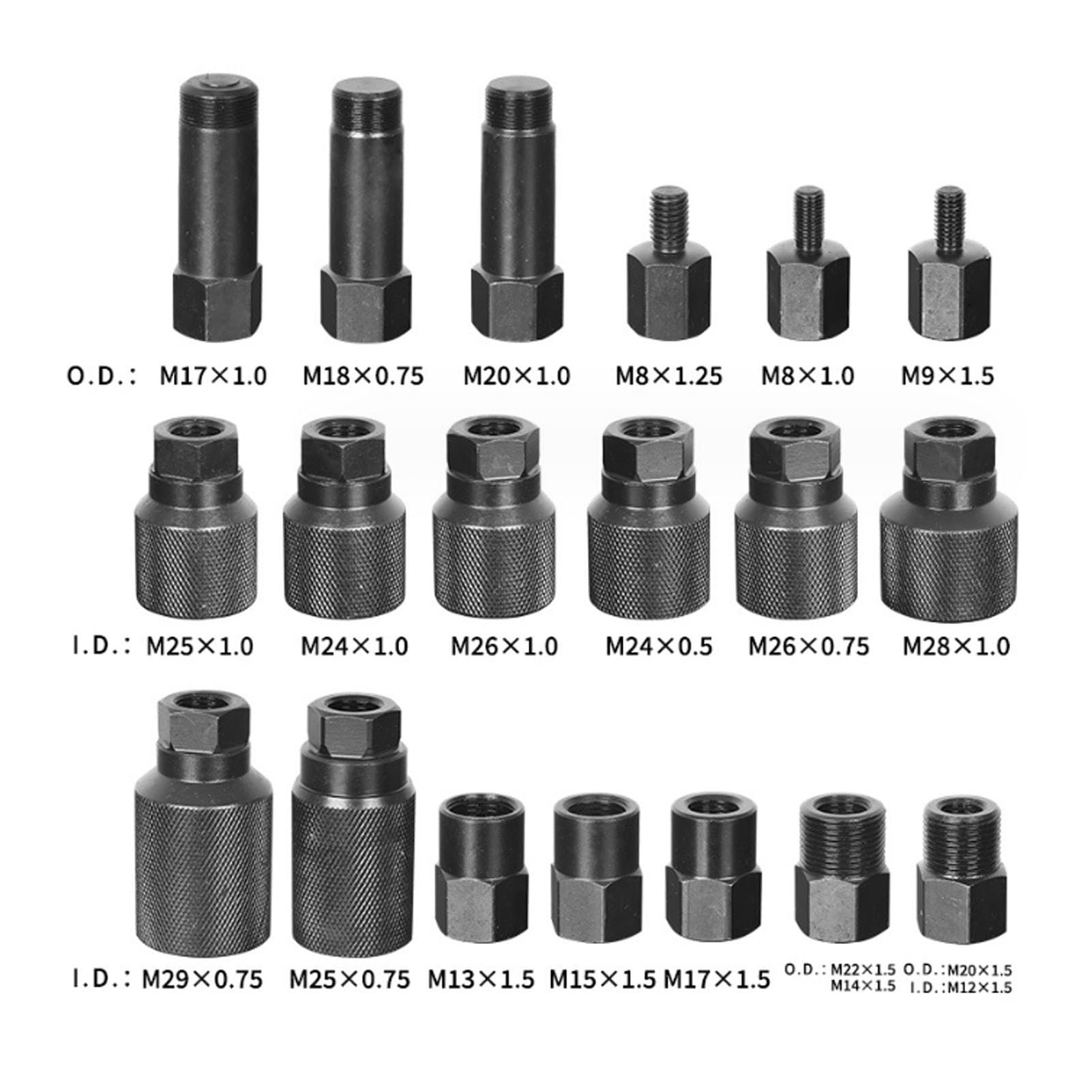 RiToEasysports 21PCS Estrattore per Iniettori Kit Estrattore per Iniettori Pneumatici in Metallo da 5 a 8 Bar 19 Adattatori per Stretti Arrugginiti Riparazione Motori Meccanici e Fai da Te