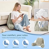 Vista 3 de Sasttie Almohada de lectura para sentarse en la cama, de espalda, respaldo para silla de apoyo, artículos esenciales para dormitorio universitario