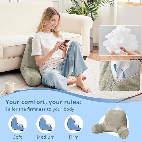 Miniatura 3 de Sasttie Almohada de lectura para sentarse en la cama, de espalda, respaldo para silla de apoyo, artículos esenciales para dormitorio universitario,