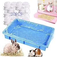 Niwaes 30 Pack Disposable Rabbit Cage Liners 34x22 Inch Clear Elastic Leak-Proof Bunny Ferret Chinchilla Bird Tray Covers