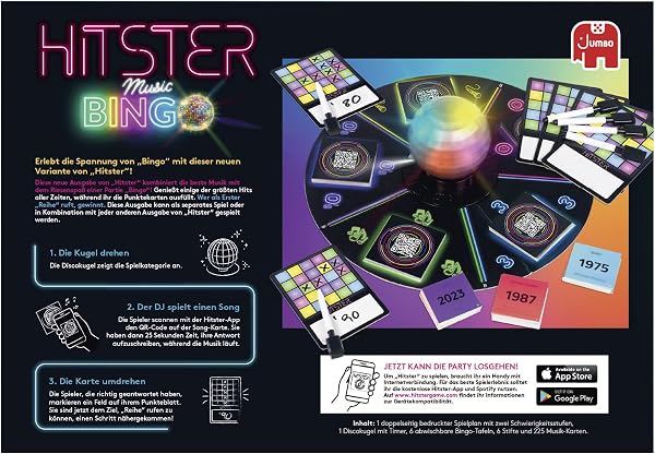 Hitster Bingo, Musik-Brettspiel, ab 12 Jahren, 2-6 Spieler, Perfekt für Spielabende, Partys und Familienspaß, Deutsch (DE), Från 16 år - 4