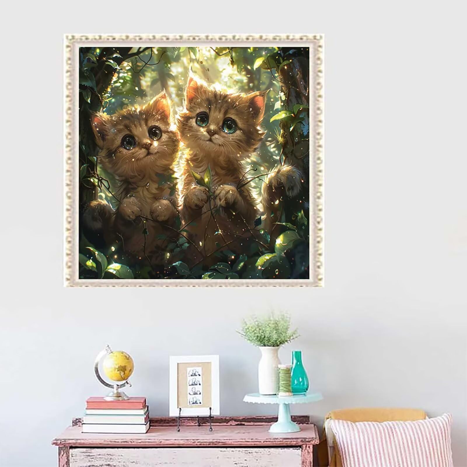 5D Diament Malarstwo Kot Numer Numeru Dorosły, Diamentowe Malarstwo Śliczne Dorosły, DIY Hobby Kreatywny zestaw dla dorosłych, Numer Malarstwo Rhinestone Zestaw Ścieg krzyżykowy, Boże Narodzenie