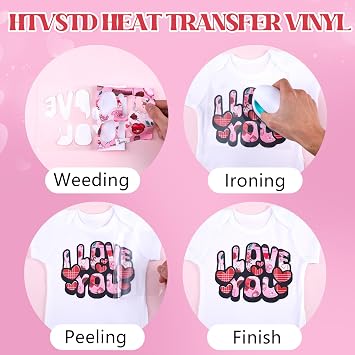 HTVSTD Rose Pattern Valentine's Day Heat Transfer Vinyl-10sheets 12'' x 10'' Romantic Floral HTV for DIY Crafts