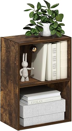 Furinno LUDER - Estantería de libros, estantería moderna de 2 niveles, estantería abierta de 9 x 16 x 21, para sala de estar, dormitorio, oficina en
