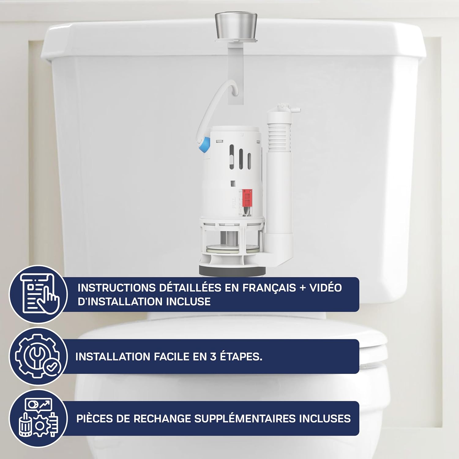 Neezra flush mechanism installed in a toilet cistern