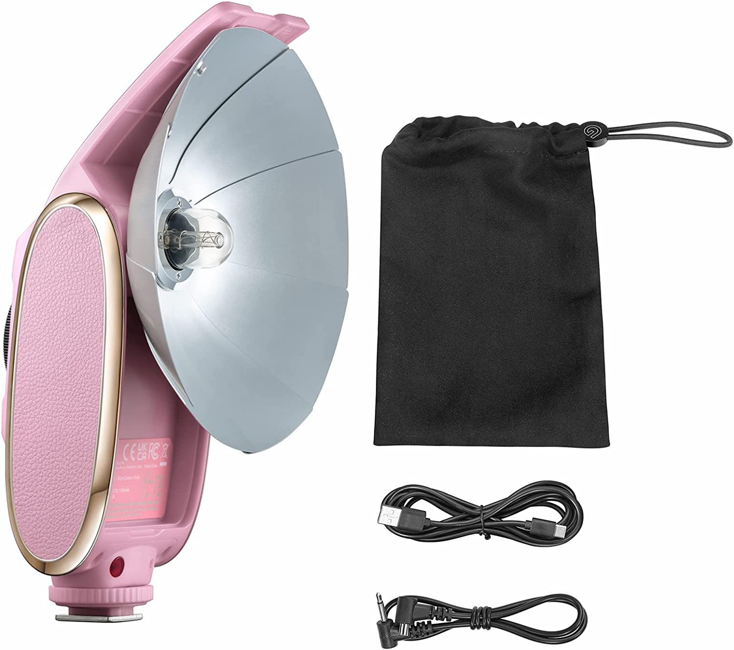 Godox Lux Senior lampa błyskowa do aparatu, przenośna, retro, GN14, 6000 K, ogniskowa 28 mm, zamiennik, kompatybilny z Canon, Nikon, Sony, Fuji, Olympus (różowa)