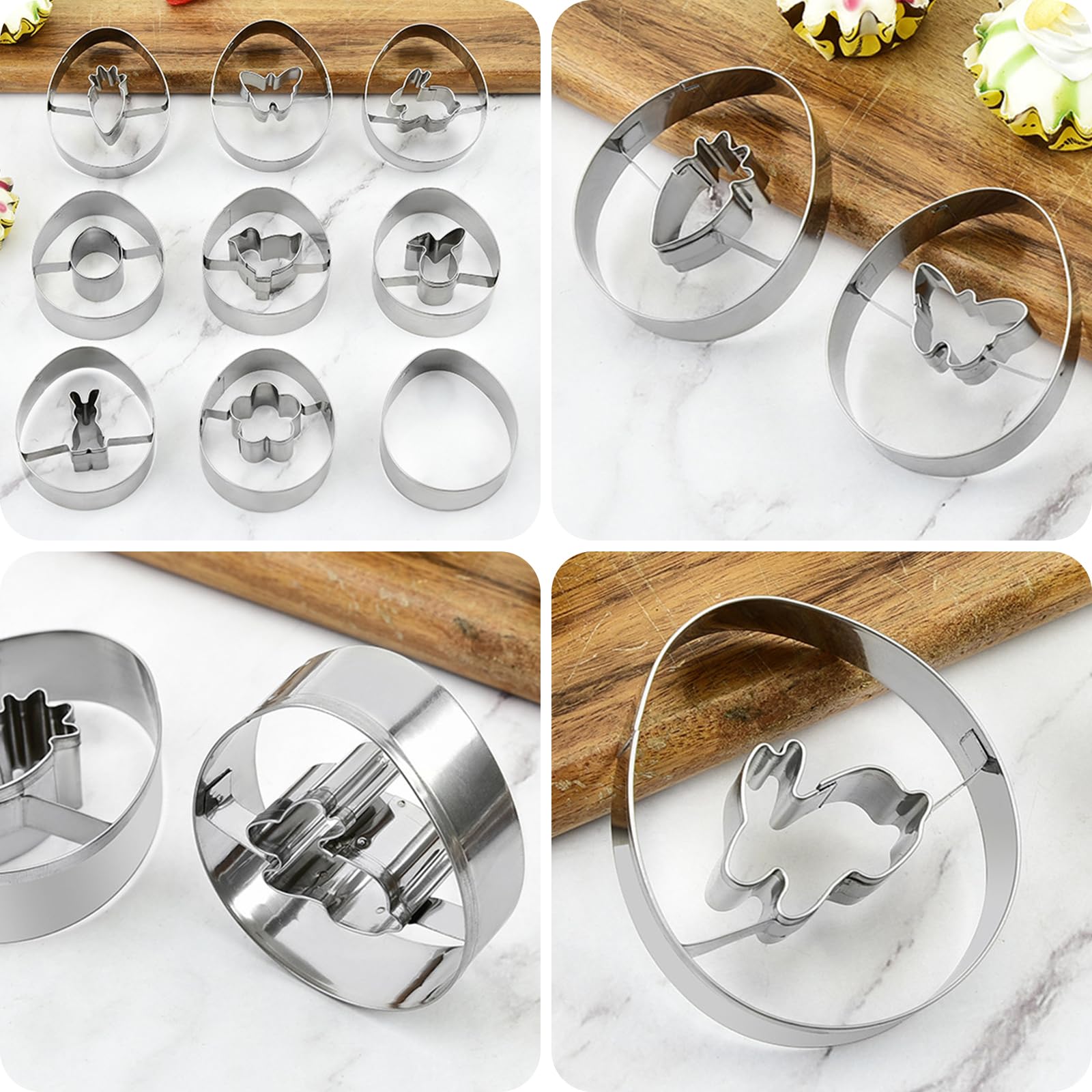 Stampini Biscotti Pasqua 9 Pezzi - Acciaio Inox Per Uova, Coniglietti E Forme Pasquali - Per Biscotti, Fondant E Dolci - Foto 9