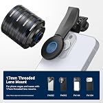 NEEWER Phone Macro Lens Kit, 4 Pcs Stackable Magnetic Closeup Lens Attachment Set with 17mm Threaded Clamp, Clip On Photography Accessories Compatible with iPhone Android Samsung, LS-87