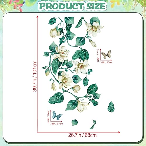 Miniatura 2 de Amaonm - Adhesivo decorativo de pared para habitación de niños, niñas, adolescentes, sala de estar, decoración de pared de flores azules en 3D,