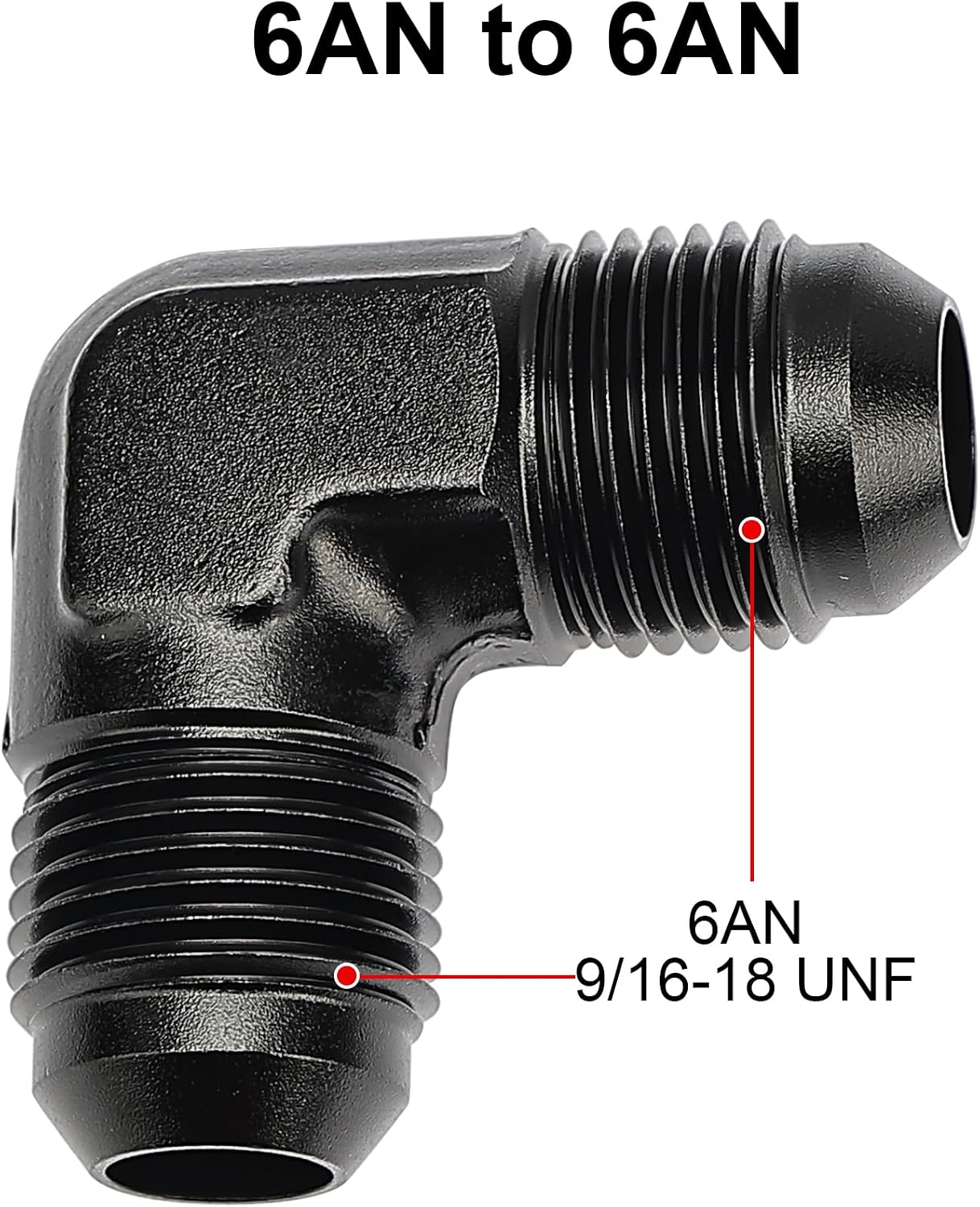 EVIL ENERGY 6AN Male to Male Flare 90 Degree Union Coupler Fitting Coupling Aluminum Black