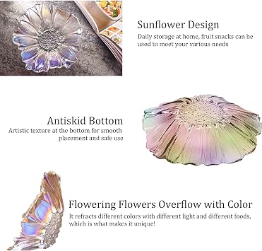Crystal Glass Fluorescence Candy Tray, Muti-Color