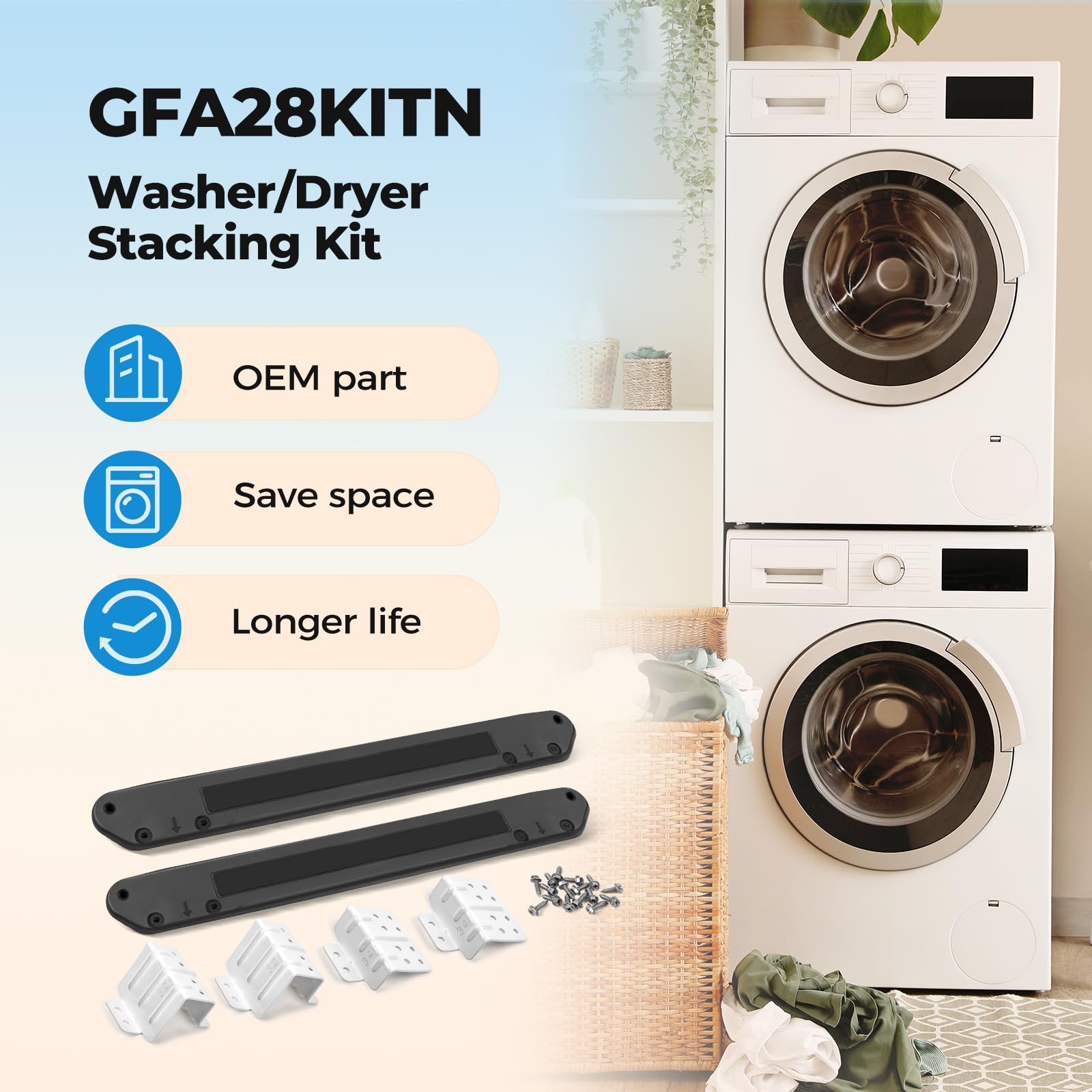 GFA28KITN Stacking Kit For 28 in. GE Washer/Dryer, 28"W Stack Bracket