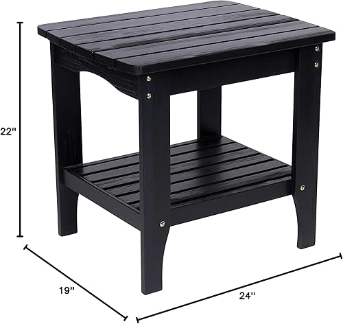 Miniatura 7 de Shine Company 4113BK Long Island Mesa auxiliar rectangular pequeña para patio, mesa auxiliar de madera para muebles de exterior para interiores y