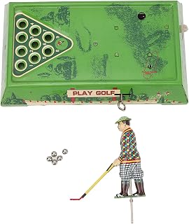 Syrisora Clockwork Vintage Toy Tinplate Retro Play Golf Indoor Games Wind Up Golf Toy with 5 Steel Balls for Christmas Birthday Gift