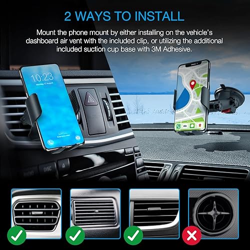 Miniatura 5 de X5 Soporte motorizado Qi para automóvil, carga inalámbrica de 15 W/7.5 W, sujeción de detección automática, parabrisas y ventilación de aire,