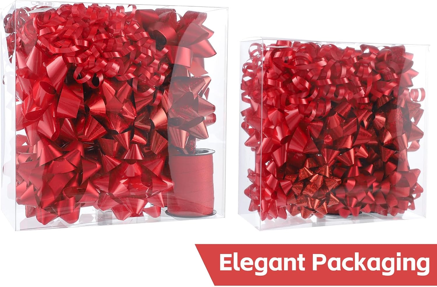 DYSHIPEN 16 Pcs Gift Bows,Bows for Gift Wrapping and Presents,2 Crimped Curling Ribbons,2 Curly Bows,Christmas Bows,for Parties, Birthdays, Weddings. (Red, 4.5in+3.5in) - Image 7