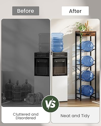 Miniatura 6 de Soporte para jarra de agua de 5 galones, soporte para botella de agua, estante de almacenamiento de 4 niveles con cajón, piezas de repuesto para