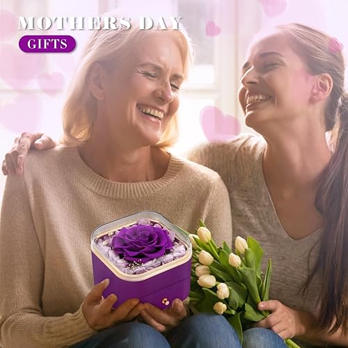 Miniatura 5 de Beferr Regalos para el día de San Valentín para ella, rosa real preservada con collar, regalos para el día de San Valentín para mujeres, flores