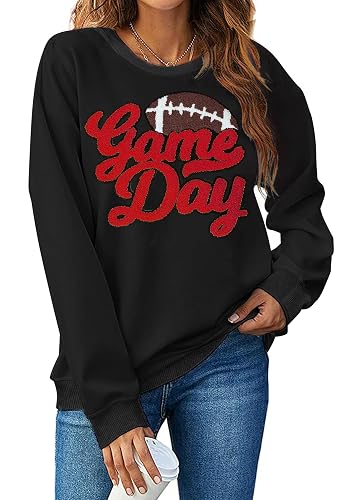Football Game Day Sweatshirt for Women Game Day Chenille Patch