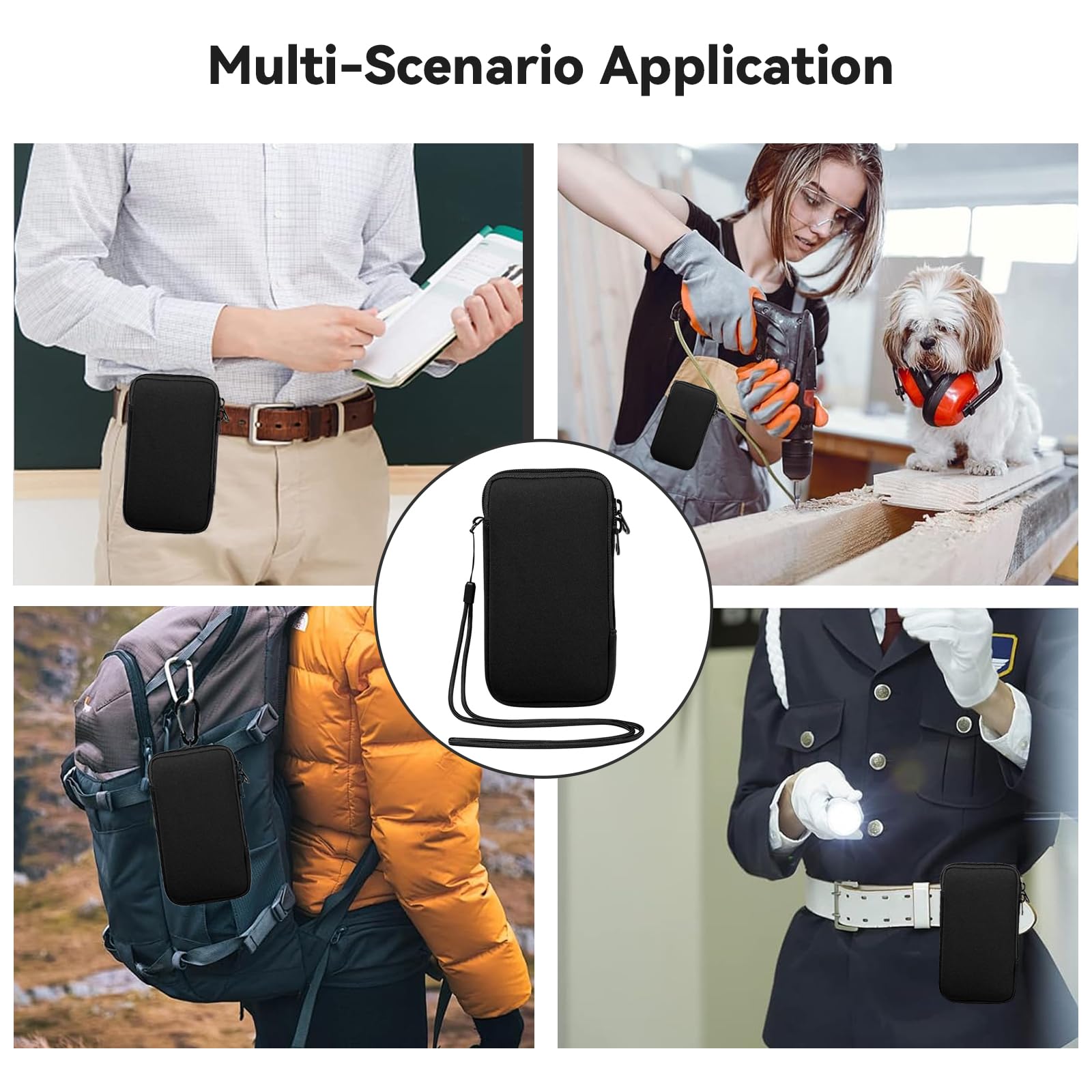 ZhouWei Etui na telefon komórkowy do smartfonów, 18,5 x 10 cm, uniwersalne etui z neoprenu, etui na telefon komórkowy ze sznurkiem i brelokiem do kluczy, do iPhone'a, Samsunga, Galaxy Google Pixel