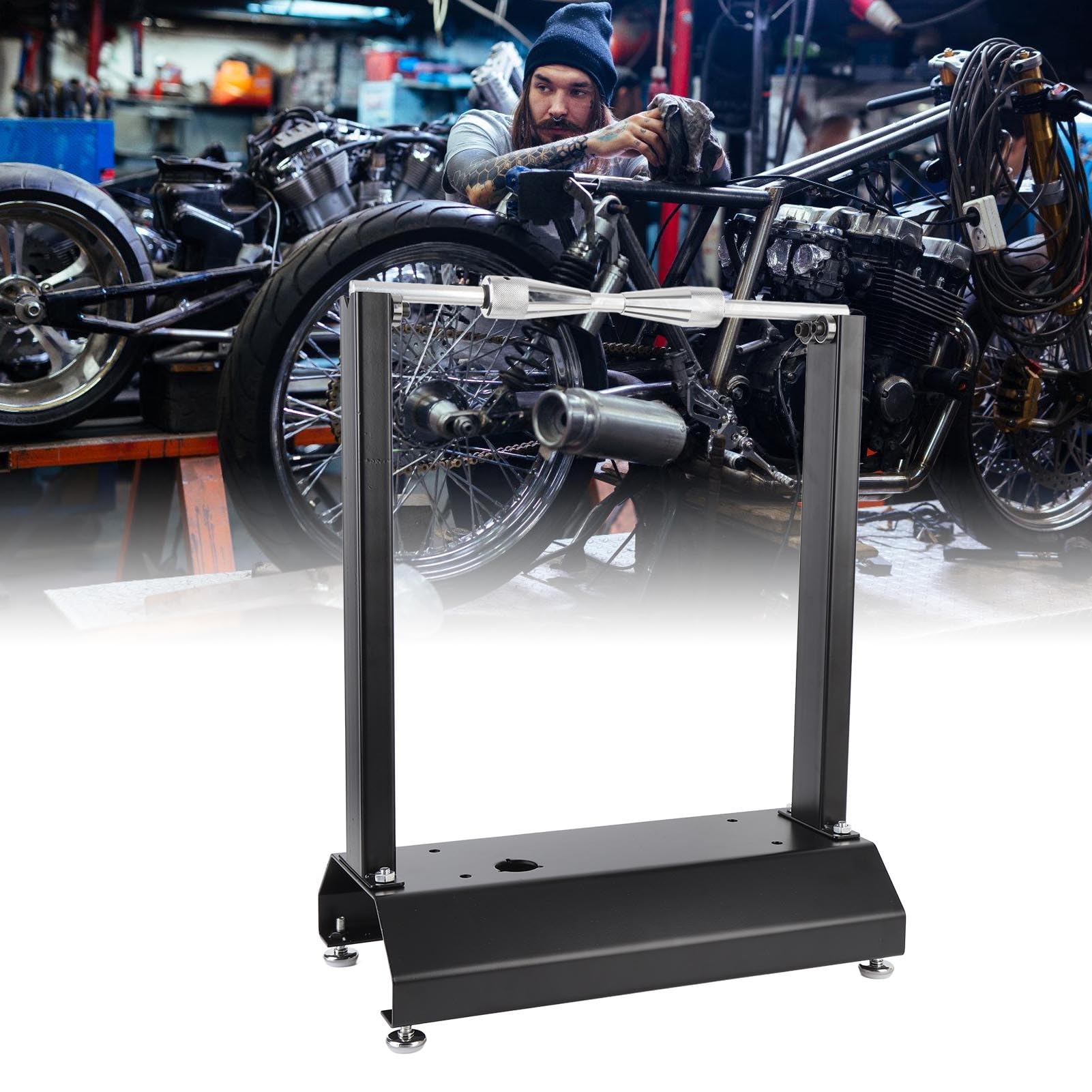 Balanceador de Ruedas para Bicicletas de Motocicleta, Herramienta de Equilibrador de Neumáticos Profesional, Servicio Pesado, con Conos de Centrado Ajustable, para Estructura