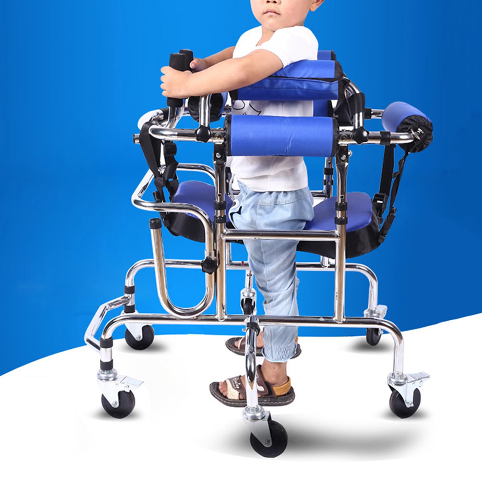 Bipedestador/Ayuda Para Caminar/Bipedestador Con Asiento Rueda Aparato De Rehabilitación Plegable Regulable En Altura Andador Para Miembros Inferiores Discapacitados Bipedestador Para Niños