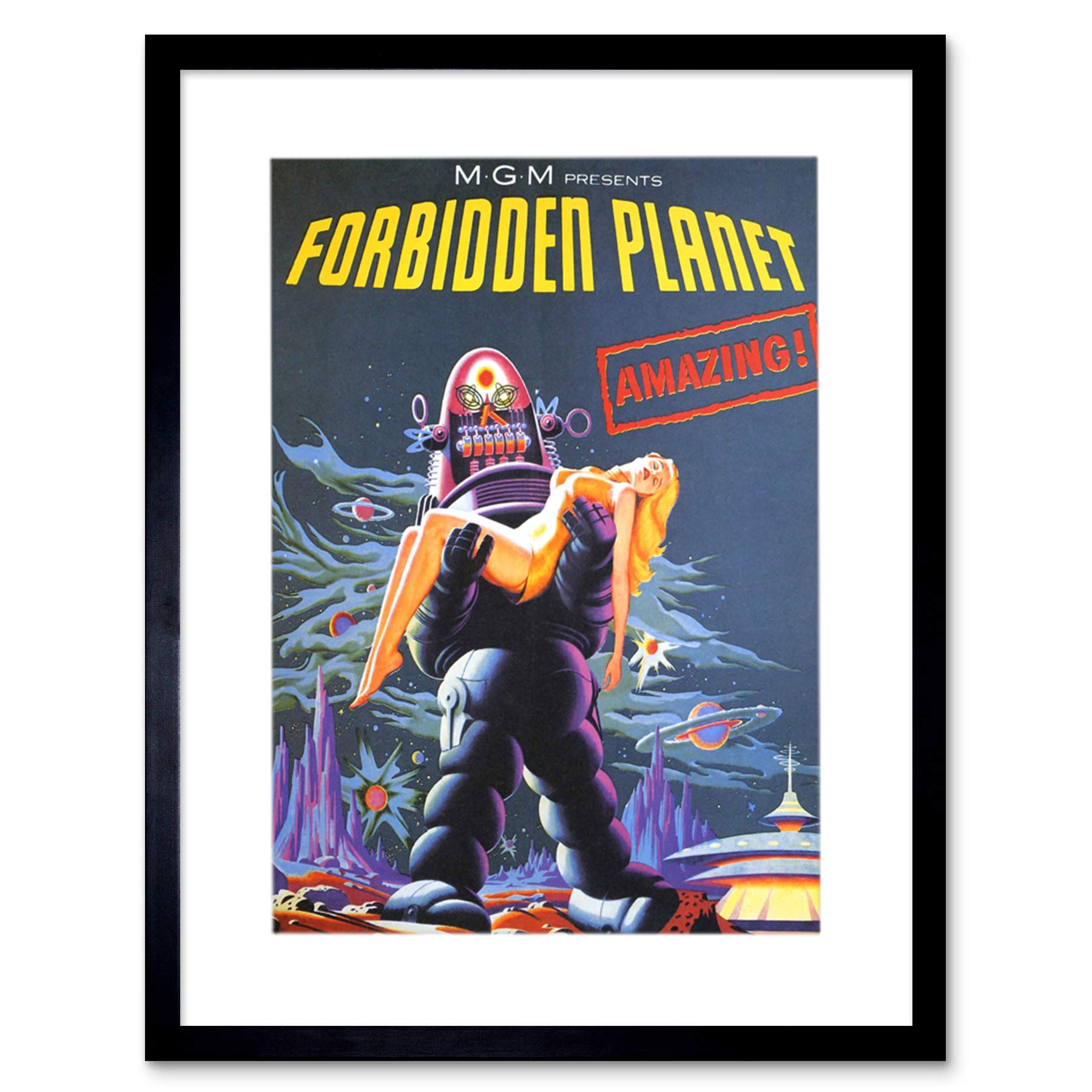 Wee Blue Coo Film Movie Forbidden Planet Robot Rescue Picture Framed Wall Art Print